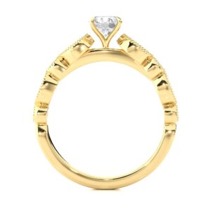 Uniquely Design Solitaire Ring YG