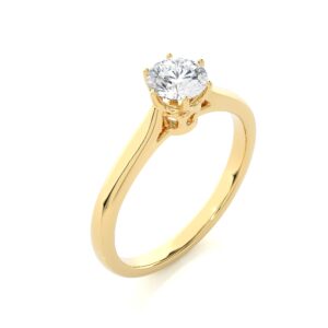 Solitaire Ring with Round Shaped Diamond YG