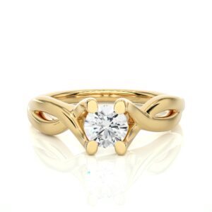Designed Solitaire Ring YG