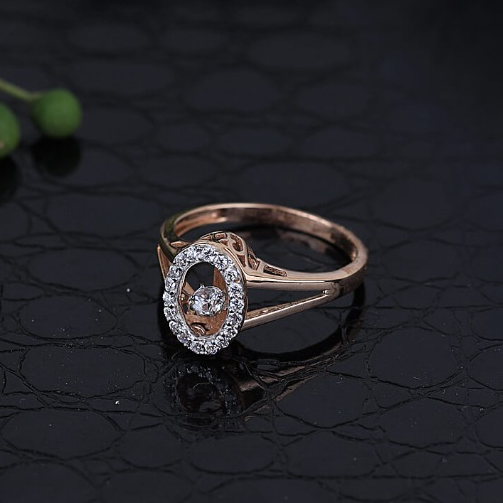 18k Gold Oval With Cz ladies ring
