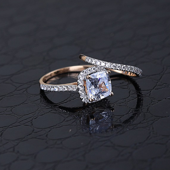 Gold full cz diamond ladies ring