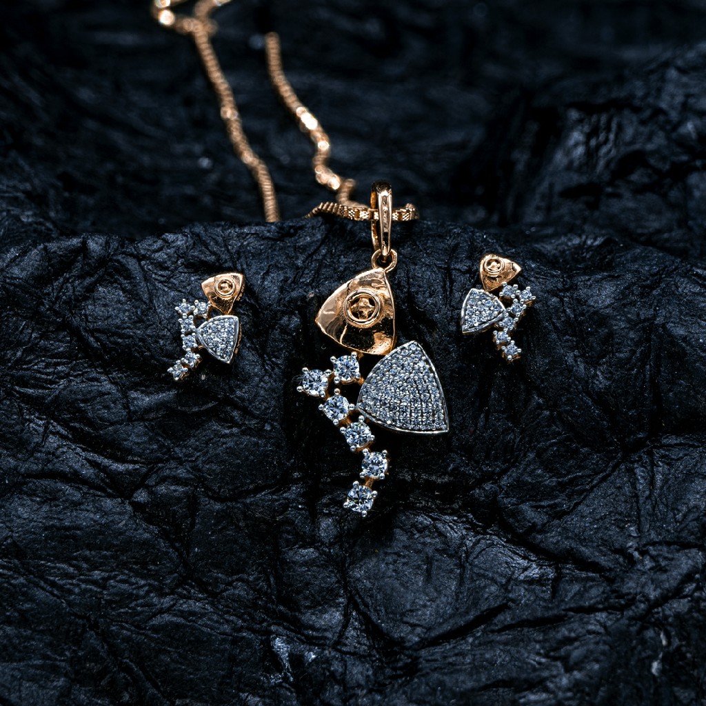 18ct Rose gold pendant set