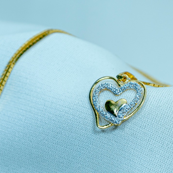 916 Gold Double Heart pendant P18-581