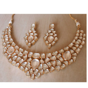 Gold Plated 925  Silver Kundan Bridal Necklace Set