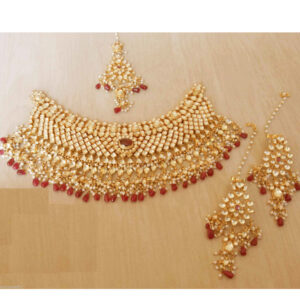 Indian Traditional Style Gold Plating Silver Bridal Necklace Set