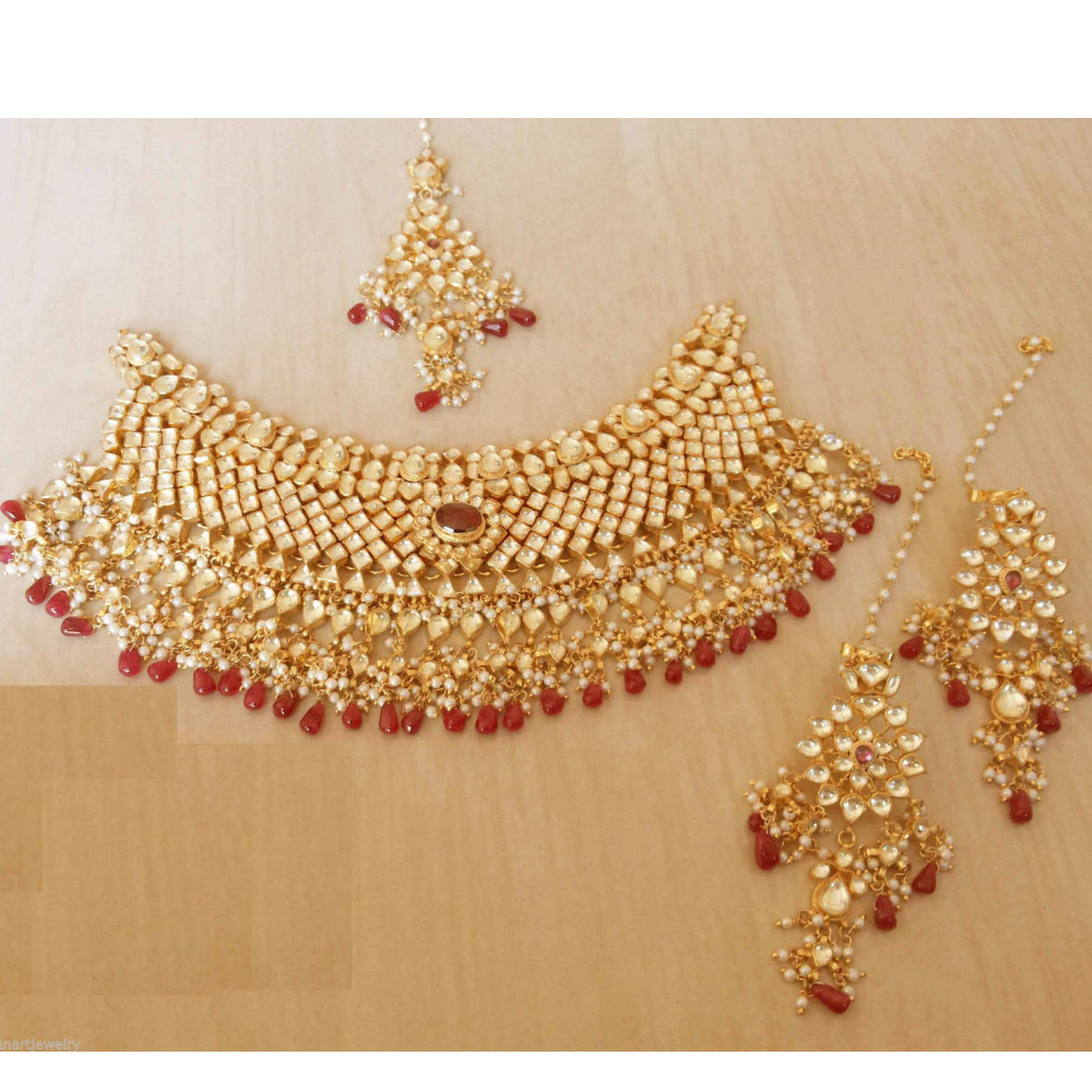 Indian Traditional Style Gold Plating Silver Bridal Necklace Set