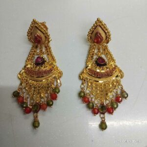 22KT Handmade Gold Bridal Necklace Set 001