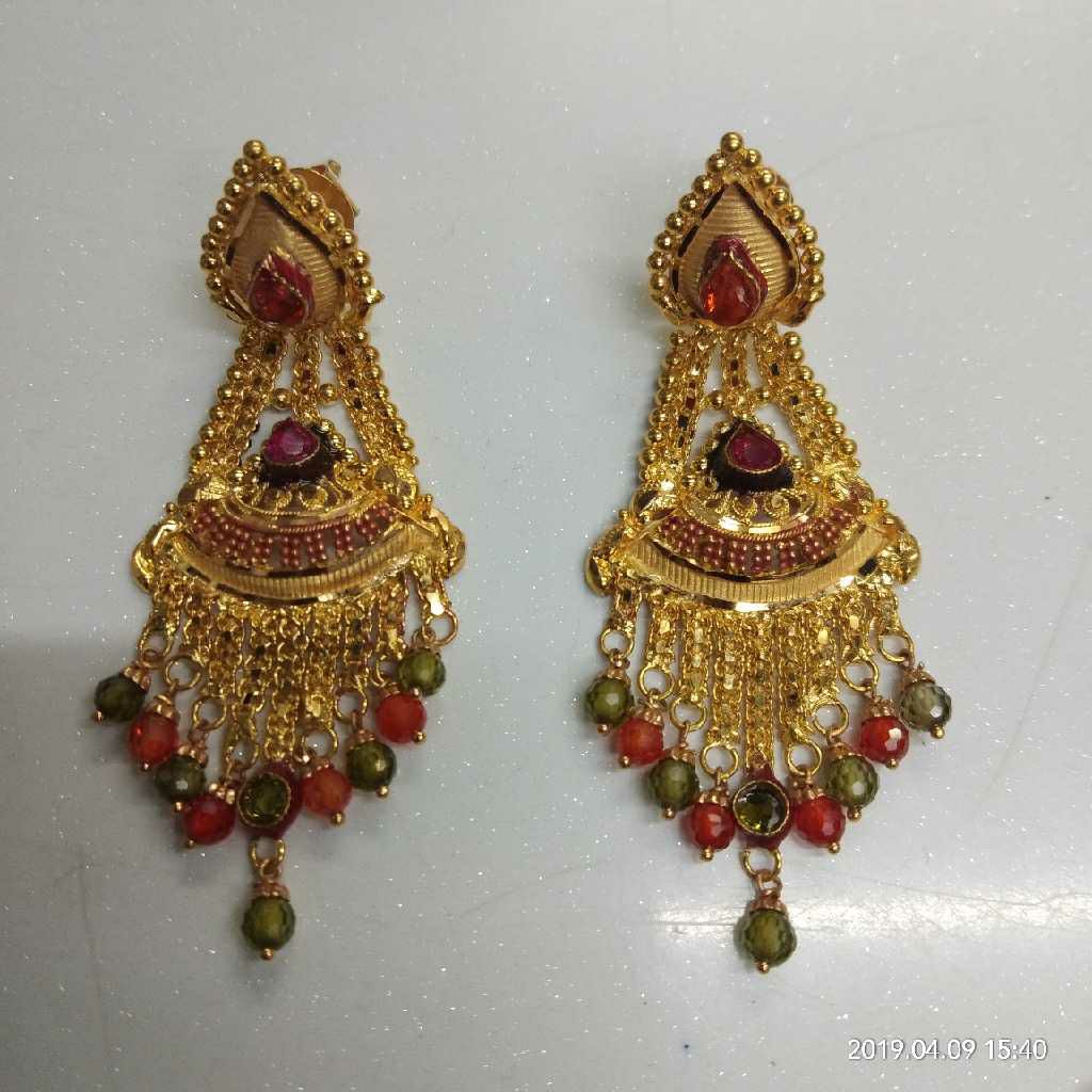 22KT Handmade Gold Bridal Necklace Set 001