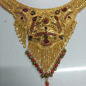 22KT Handmade Gold Bridal Necklace Set 001