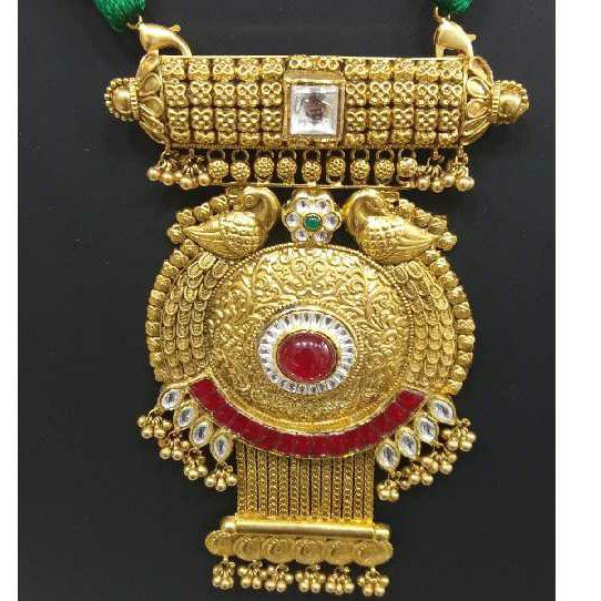 22KT Gold Antique Colored Stone Necklace Set