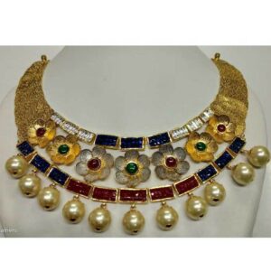 22KT Gold Antique Jadtar Necklace Set