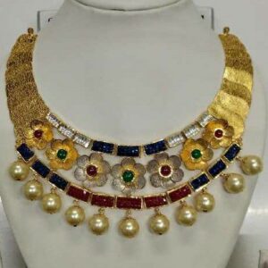 22KT Gold Antique Jadtar Necklace Set