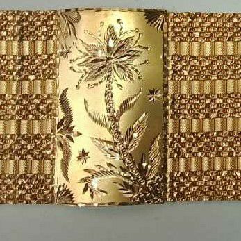 22KT Gold Handmade Krishna Design Broad Gents Bracelet