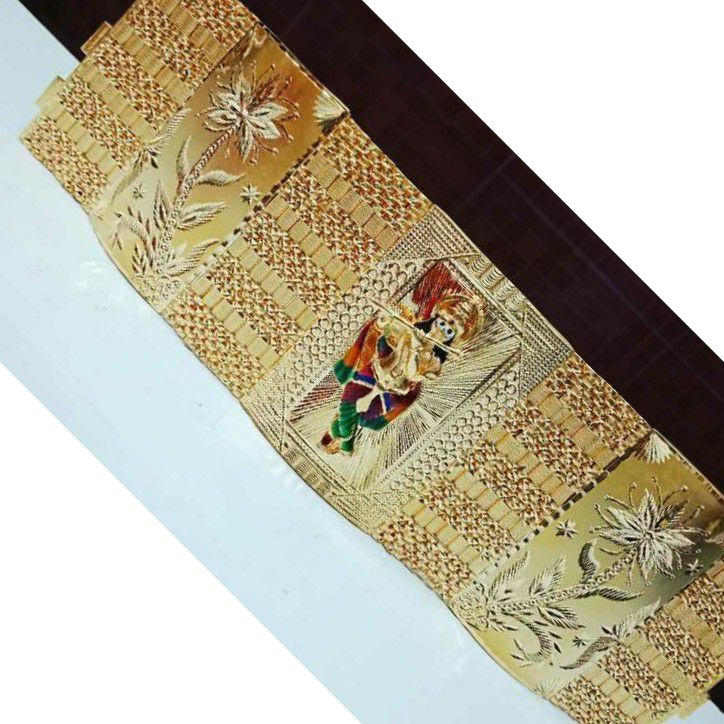 22KT Gold Handmade Krishna Design Broad Gents Bracelet