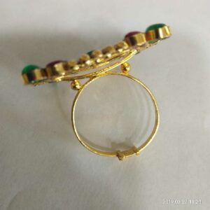 22KT Gold Antique Colorful Square Design Ladies Ring