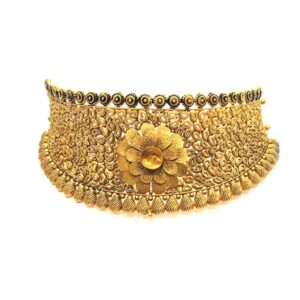 22KT Gold Antique Flower Design Bridal Choker Necklace
