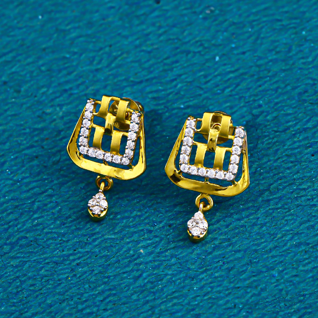 22K 916 Gold Fancy Stone Design Earrings