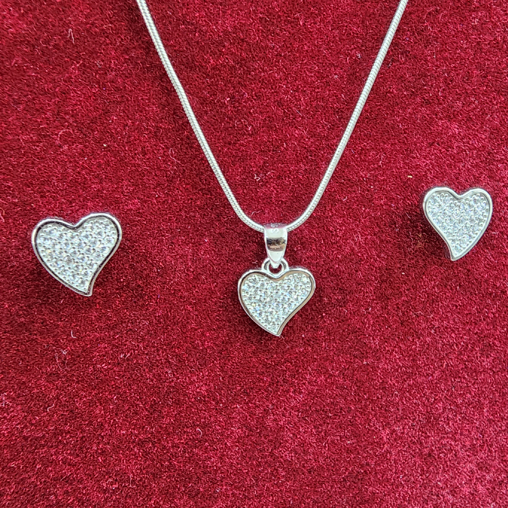 925 Sterling Silver Mango Shape Chain Pendant Set