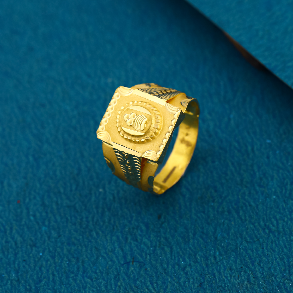 20K Regular Wearing Plain Nakshi Work Gold Ring For Mens