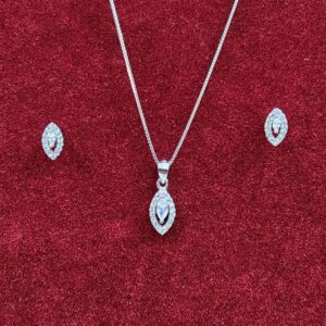 925 Sterling Silver Lightweight Diamond Chain Pendant Set For Girls