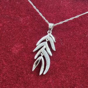 925 Sterling Silver Leaf Design Necklace For Girls