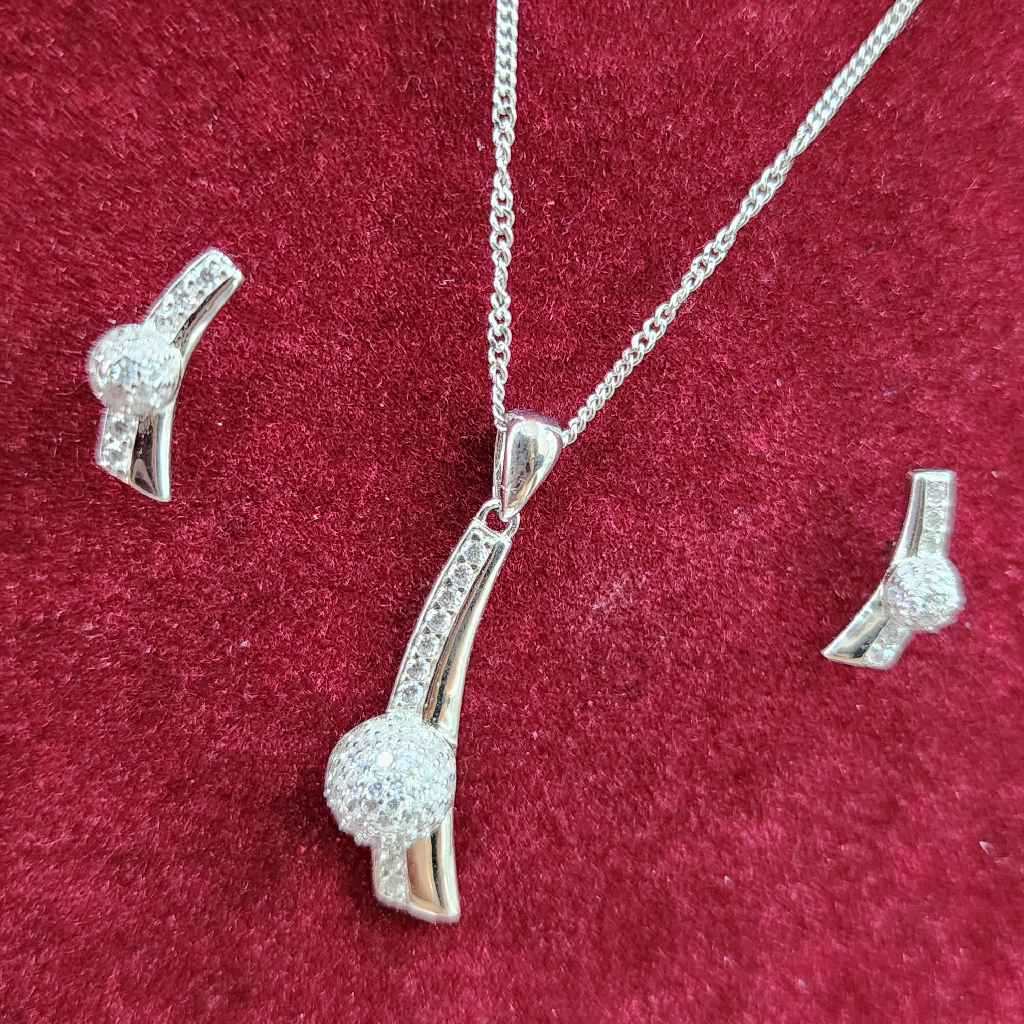 925 Sterling Silver Fancy Diamond Necklace