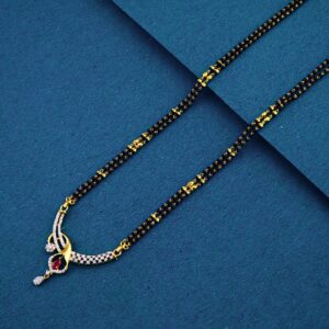 22K 916 CZ Diamond Fancy Pendant With Double Line Ser Mangalsutra