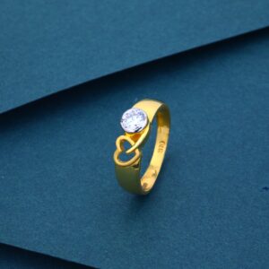 22K Gold Fancy Single Stone And Heart Shape Ring