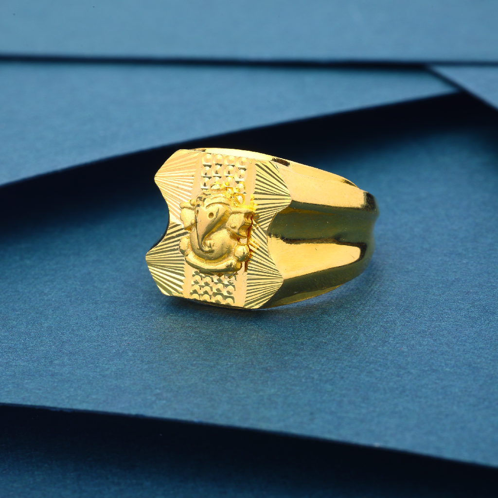 22K Gold Fancy Plane Nakhsi Ganeshji Ring