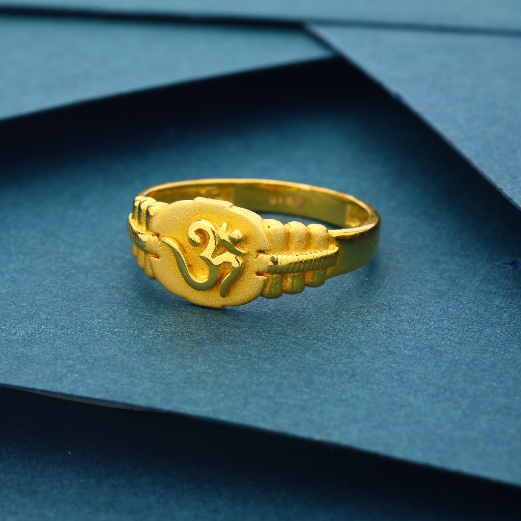 22k 916 OM Design Matt Finish Work Gold Ring For Men