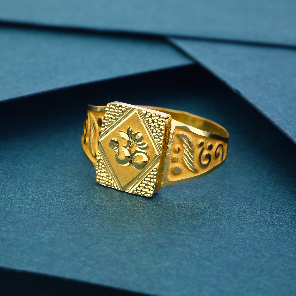 22K 916 Light weight Occasionally Wearing OM Design Gold Ring For Mens