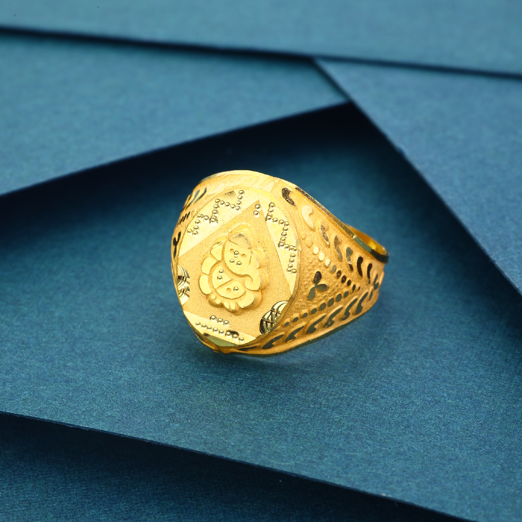 916 Ganesh Designer Lightweight Gold Ring For Mens