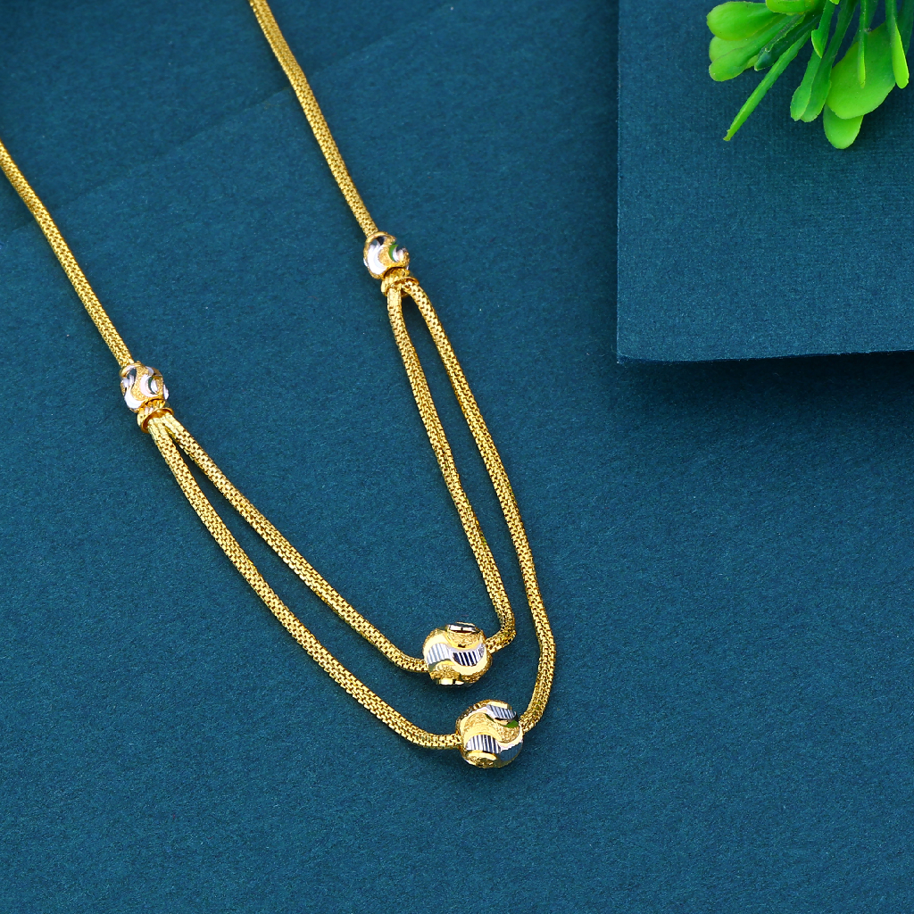 22k gold two ball lining ladies necklace