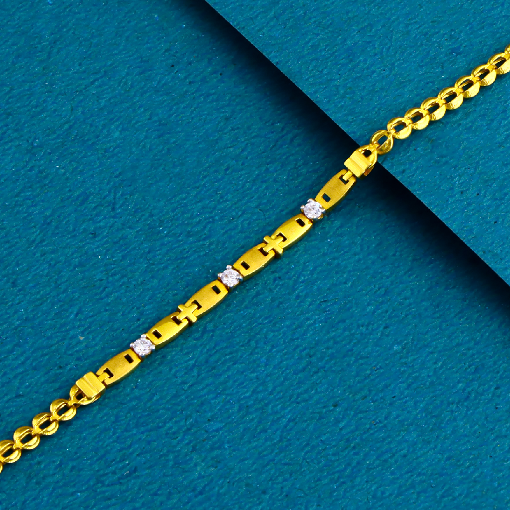 22K 916 Gold Fancy Modern Stone Bracelet