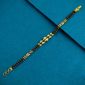 22K 916 Gold Black Moti Ledis Bracelet