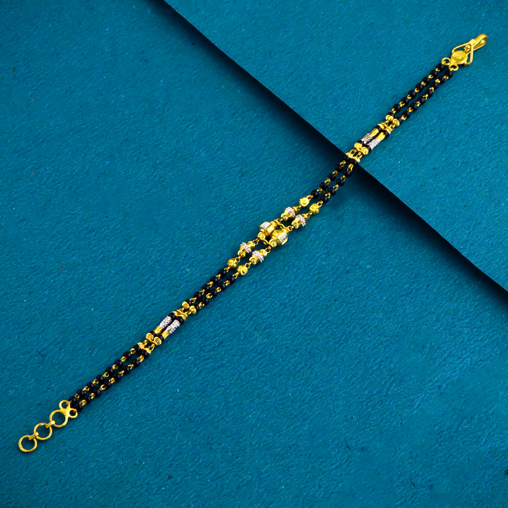 22K 916 Gold Black Moti Ledis Bracelet
