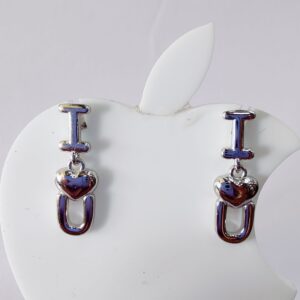 925 Sterling Silver Exclusive I Love You  Hanging Earrings