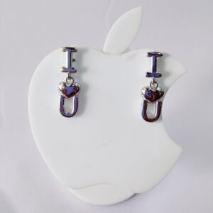 925 Sterling Silver Exclusive I Love You  Hanging Earrings