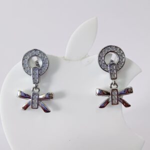 925 Sterling Silver Bow Design Hanging Earrings
