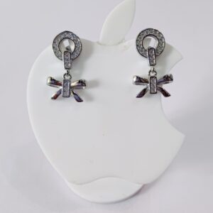 925 Sterling Silver Bow Design Hanging Earrings