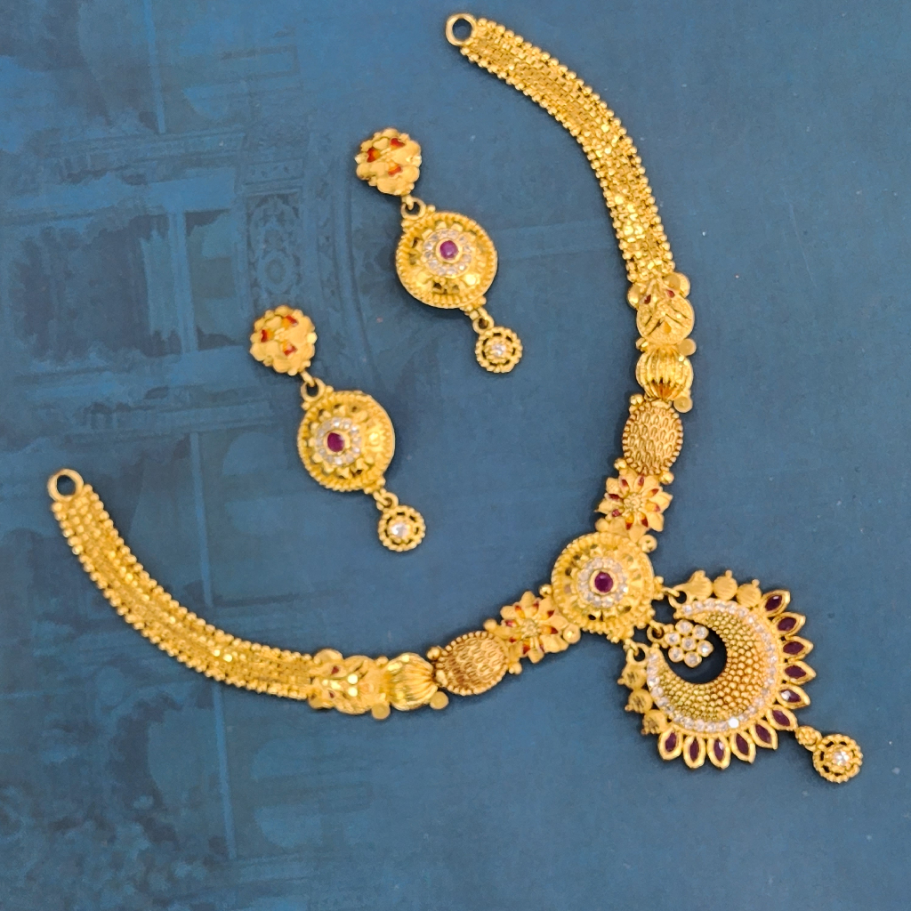 1.gram gold fashion Light Weight  jewellery necklace set