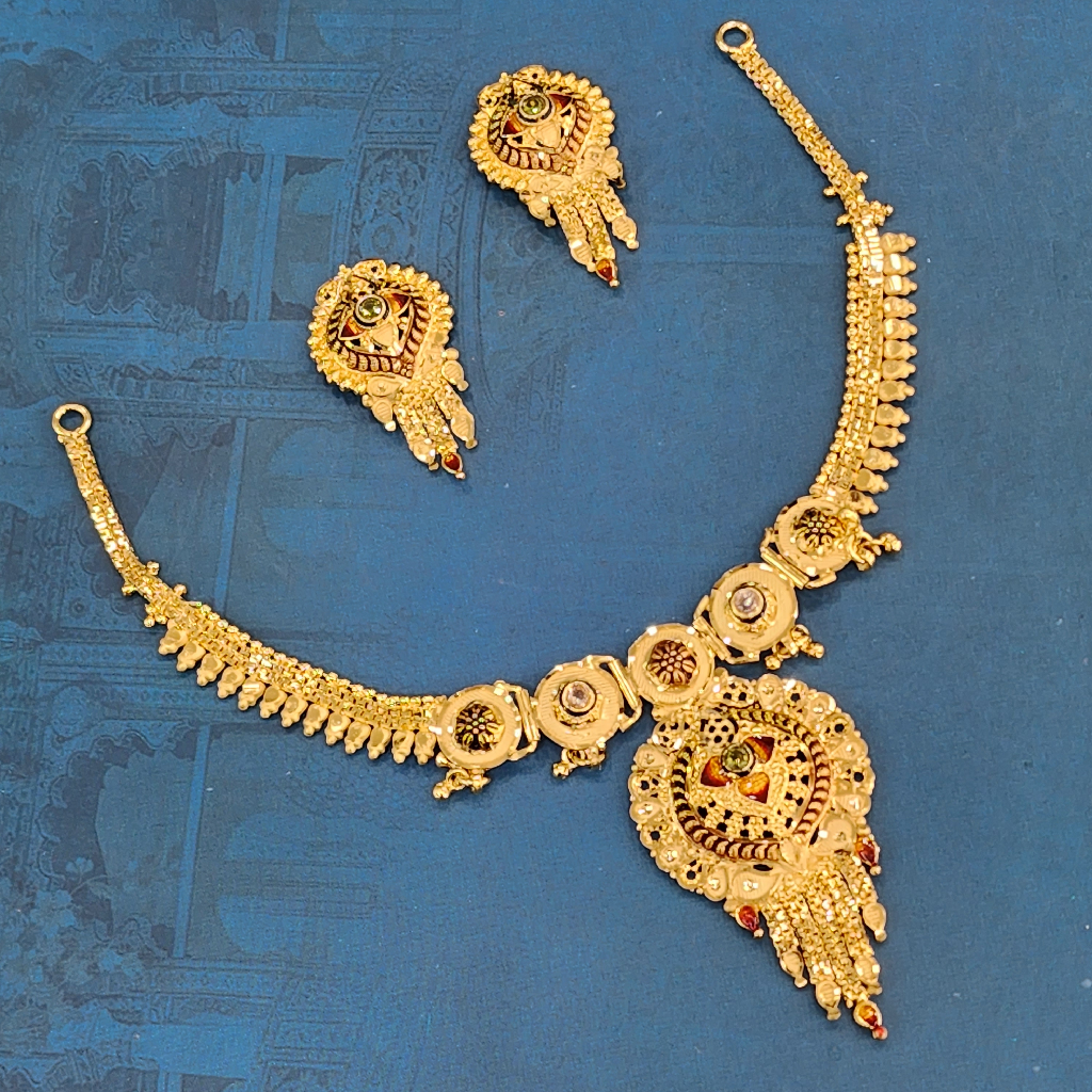 1.gram gold forming Stunning jewellery necklace set