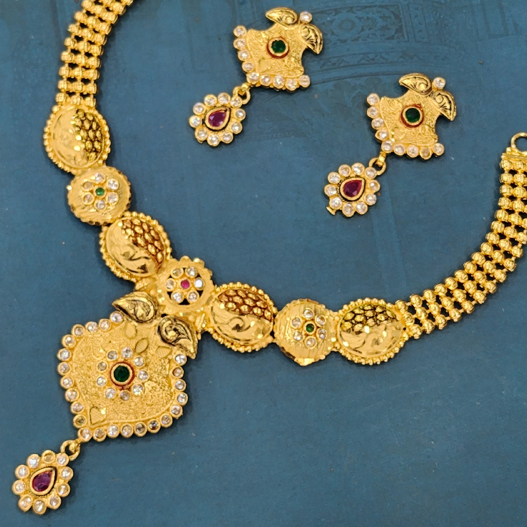 1.Gram Gold Forming Jewellery Necklace Set