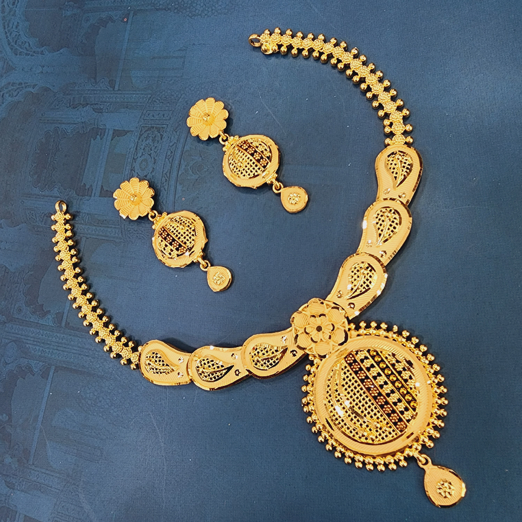 1.gram gold Forming Fashion Jewellery necklace set.