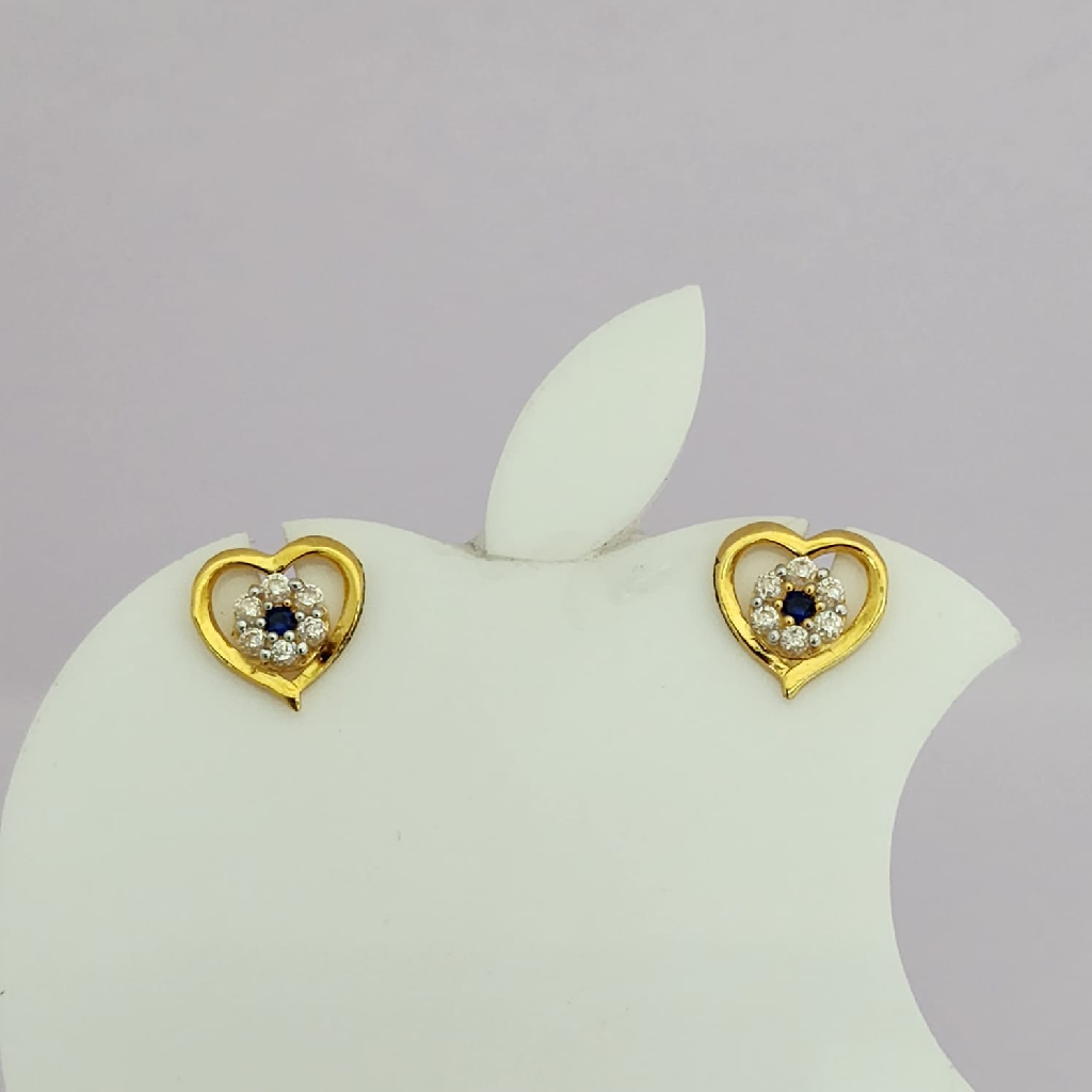 18K Gold Exclusive Stone Heart Shape Earring - Image 2