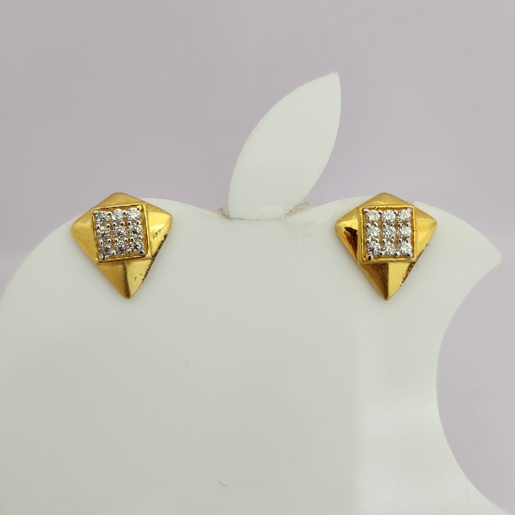 18K Gold Exclusive Square Shape Stone Earrings - Image 2