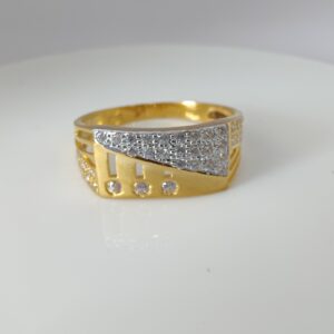 22k Gold Square Diamond Gents Ring