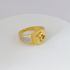 22K Gold Om Diamond Gents Ring