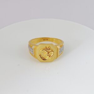 22K Gold Om Diamond Gents Ring