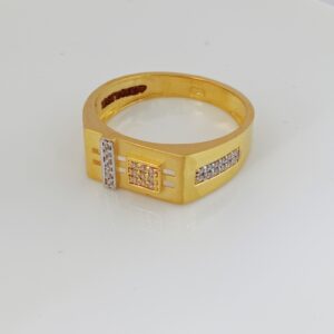 22k Gold Diamond Square Gents Ring